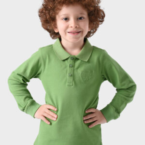 RWB-1W25-321-3A Green Cotton Polo Shirt For Boys - Regular Fit