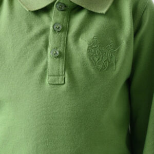 RWB-1W25-321-3B Green Cotton Polo Shirt For Boys - Regular Fit