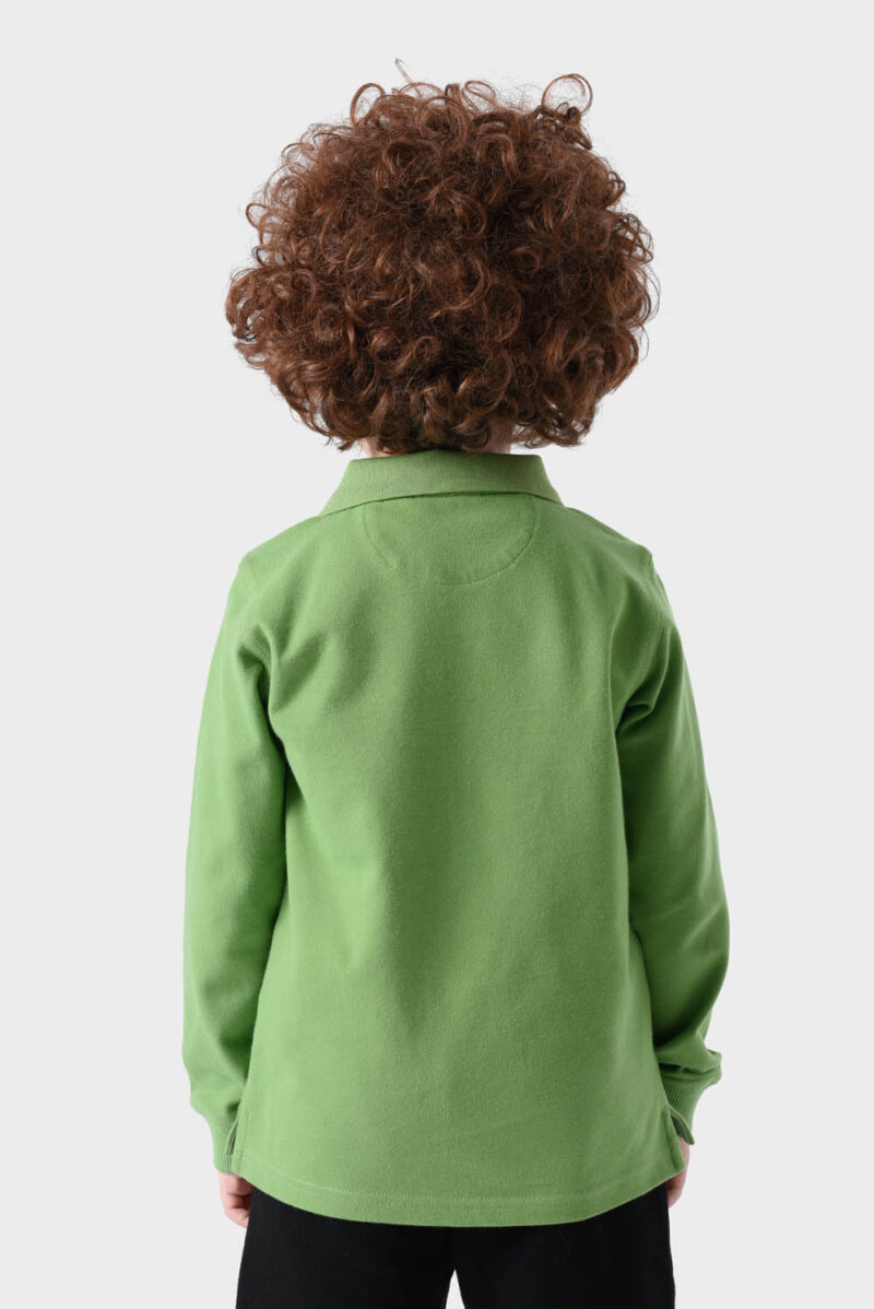 RWB-1W25-321-3C Green Cotton Polo Shirt For Boys - Regular Fit