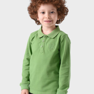 RWB-1W25-321-3D Green Cotton Polo Shirt For Boys - Regular Fit
