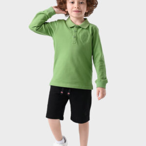 RWB-1W25-321-3E Green Cotton Polo Shirt For Boys - Regular Fit