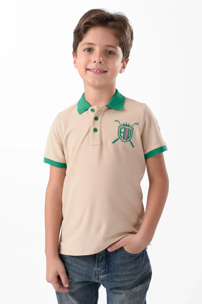 RWB-2S24-005-1 (2) Beige Polo Shirt For Boys, Regular Fit