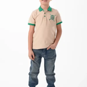 RWB-2S24-005-1 (4) Beige Polo Shirt For Boys, Regular Fit