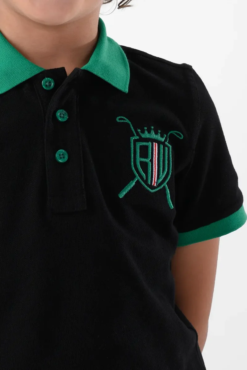 RWB-2S24-005-2 (3) Black Polo Shirt For Boys, Regular Fit