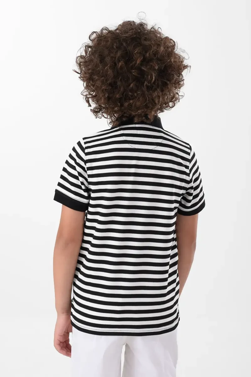 RWB-2S24-016-1 (1) White & Black Polo Shirt for Boys, Regular Fit