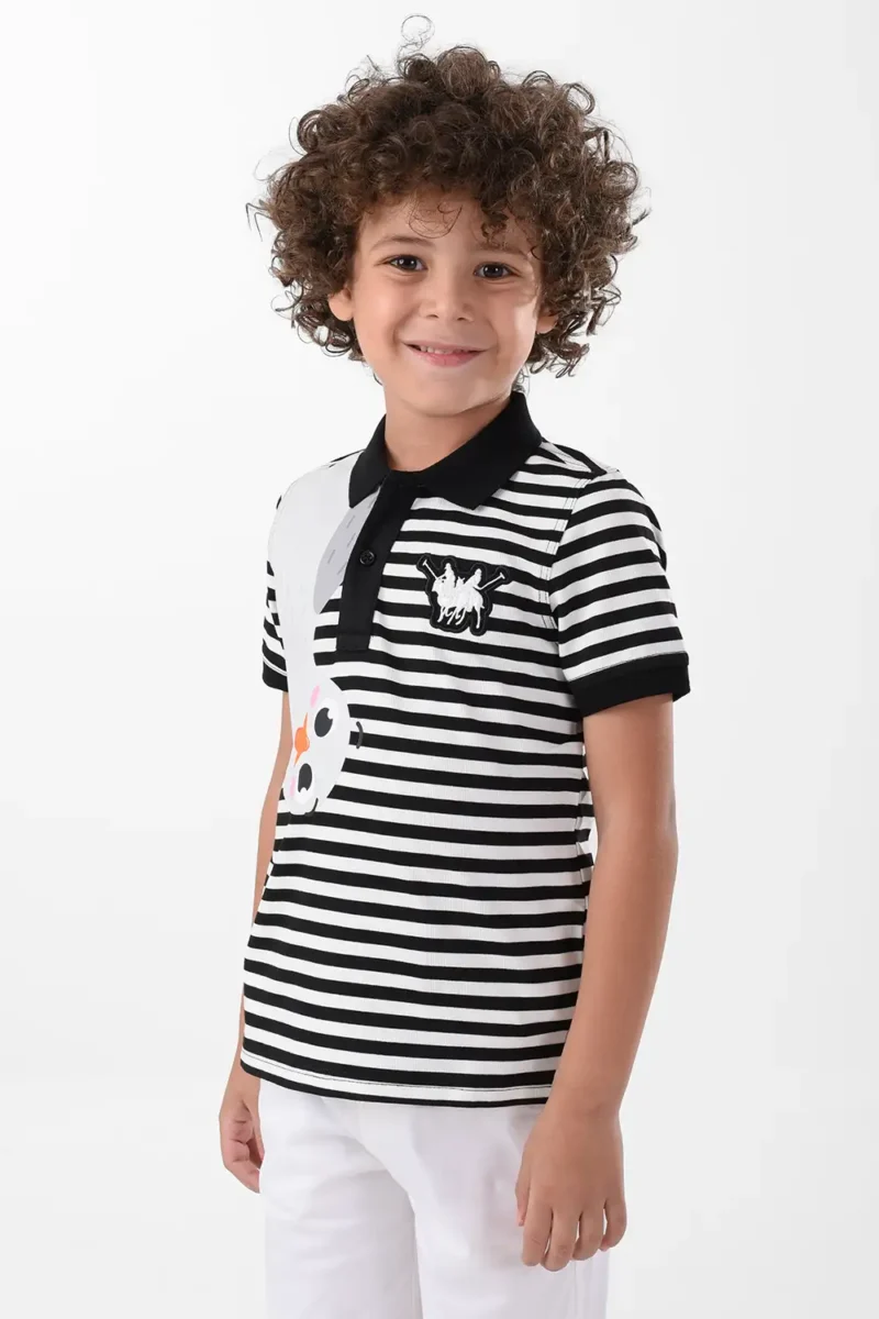 RWB-2S24-016-1 (3) White & Black Polo Shirt for Boys, Regular Fit