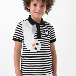 RWB-2S24-016-1 (4) White & Black Polo Shirt for Boys, Regular Fit