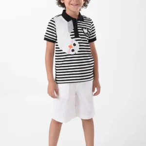RWB-2S24-016-1 (5) White & Black Polo Shirt for Boys, Regular Fit
