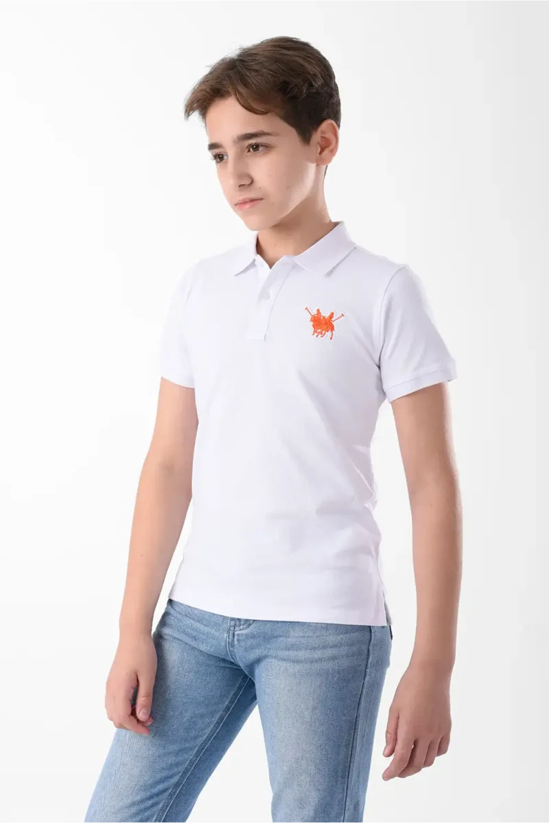 RWB-2S24-034-6-Y12 (3) White Polo Shirt for Boys, Regular Fit