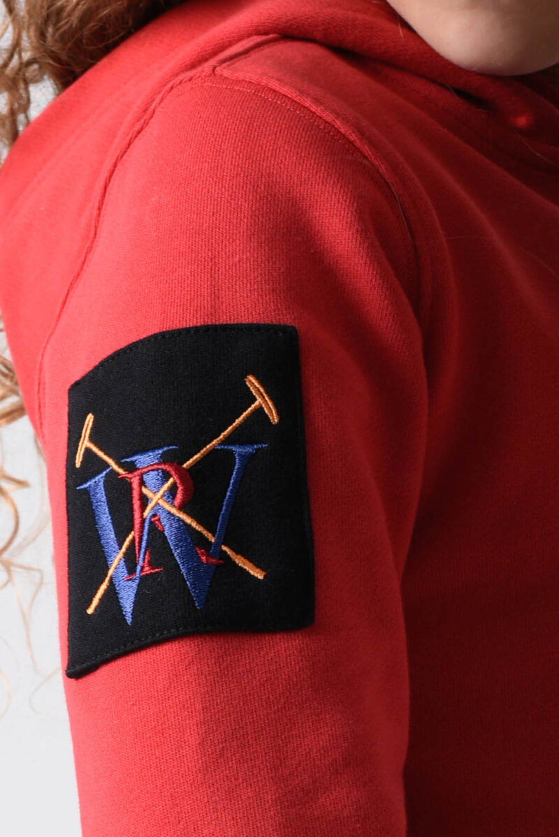 Red Cotton Hoodie For Girls - Regular Fit