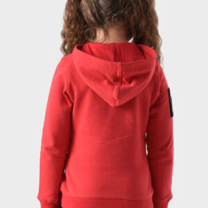 Red Cotton Hoodie For Girls - Regular Fit