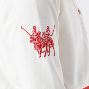 Red and White Cotton Polo Shirt For Girls - Regular Fit