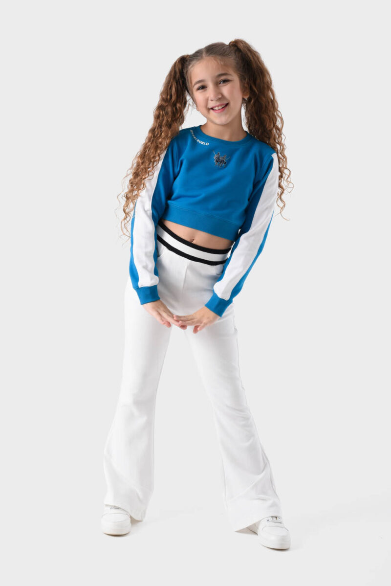 RWG-1W25-418-1D White cotton pants For Girls - Flared Fit