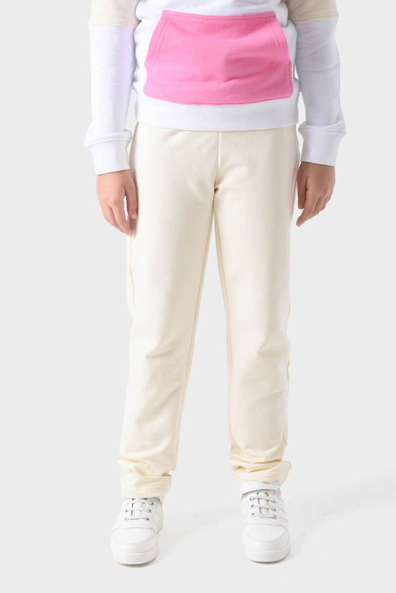 RWG-1W25-419C Beige Cotton Pants For Girls - Skinny Fit