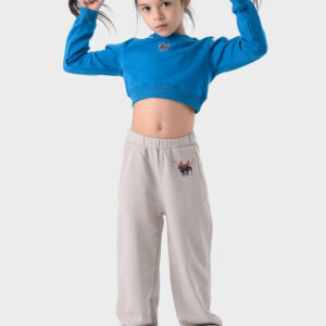 RWG-1W25-420-2D Gray Cotton Pants For Girls - Wide Fit