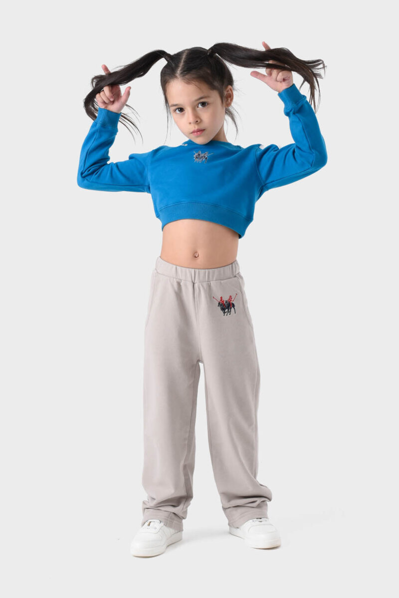 RWG-1W25-420-2D Gray Cotton Pants For Girls - Wide Fit