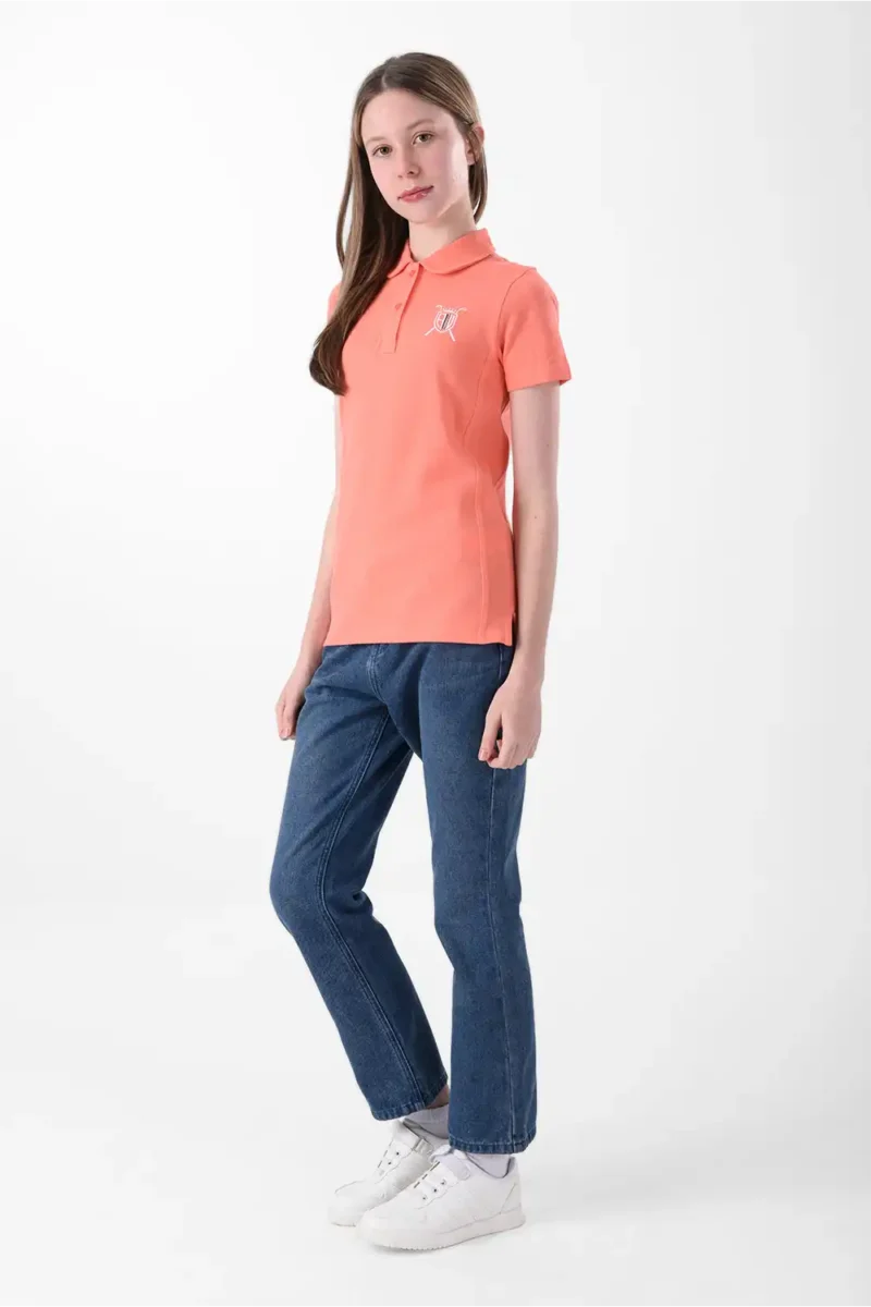 Orange Polo Shirt For Girls, Regular Fit