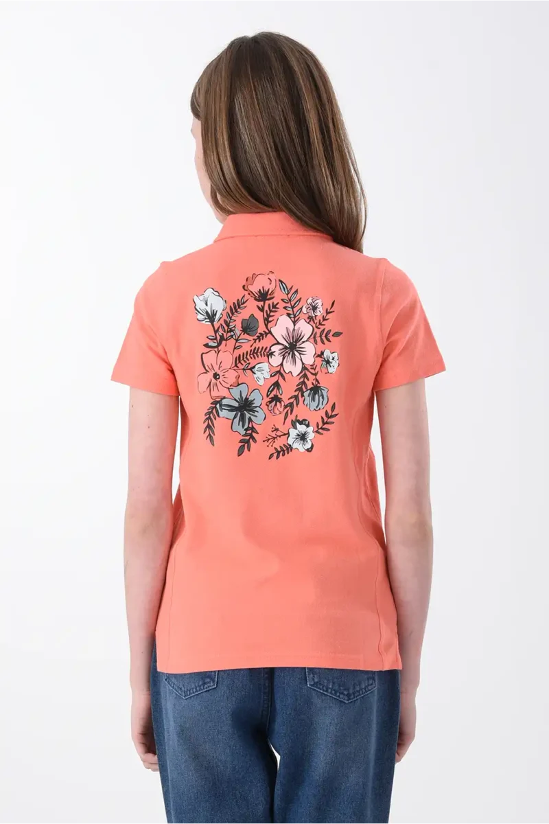 Orange Polo Shirt For Girls, Regular Fit