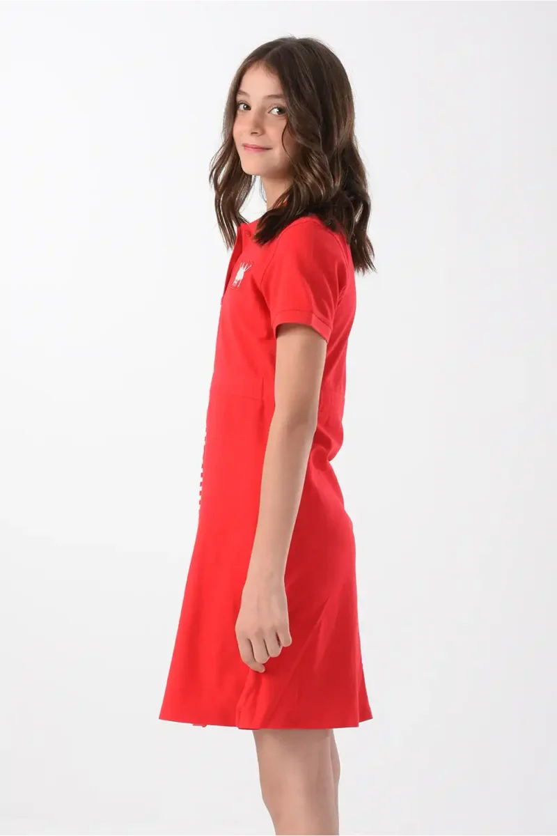 Red Polo Dress For Girls, Regular Fit