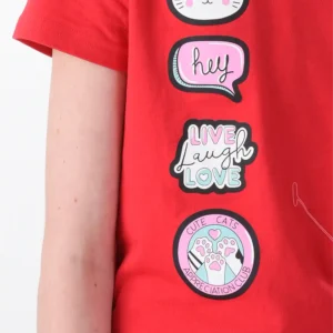 RWG-2S24-023-2-y12 (7) Red T-Shirt For Girls, Oversized Fit