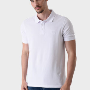 White Basic Polo Shirt For Men, Regular Fit