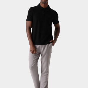 Black Polo Shirt For Men, Regular Fit