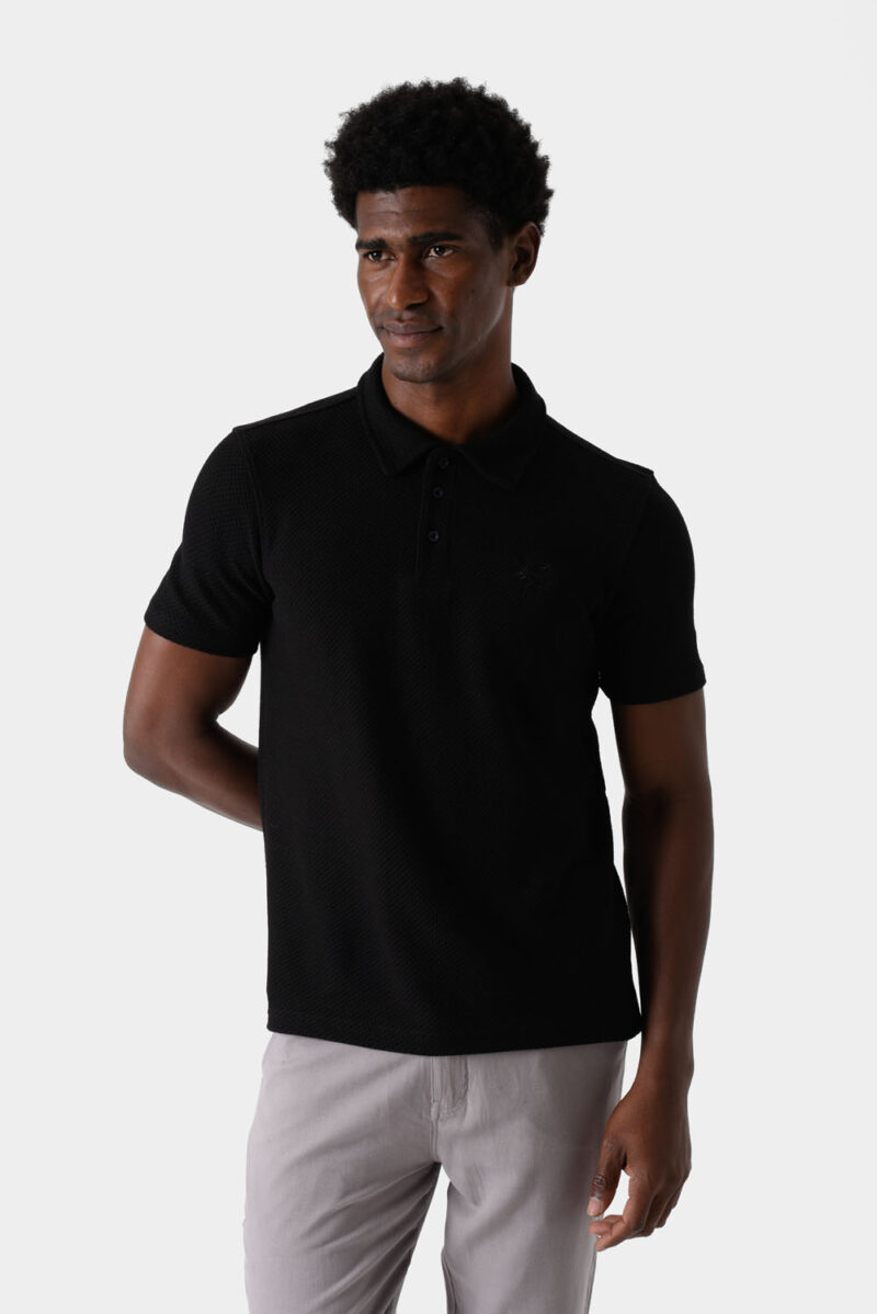 Black Polo Shirt For Men, Regular Fit