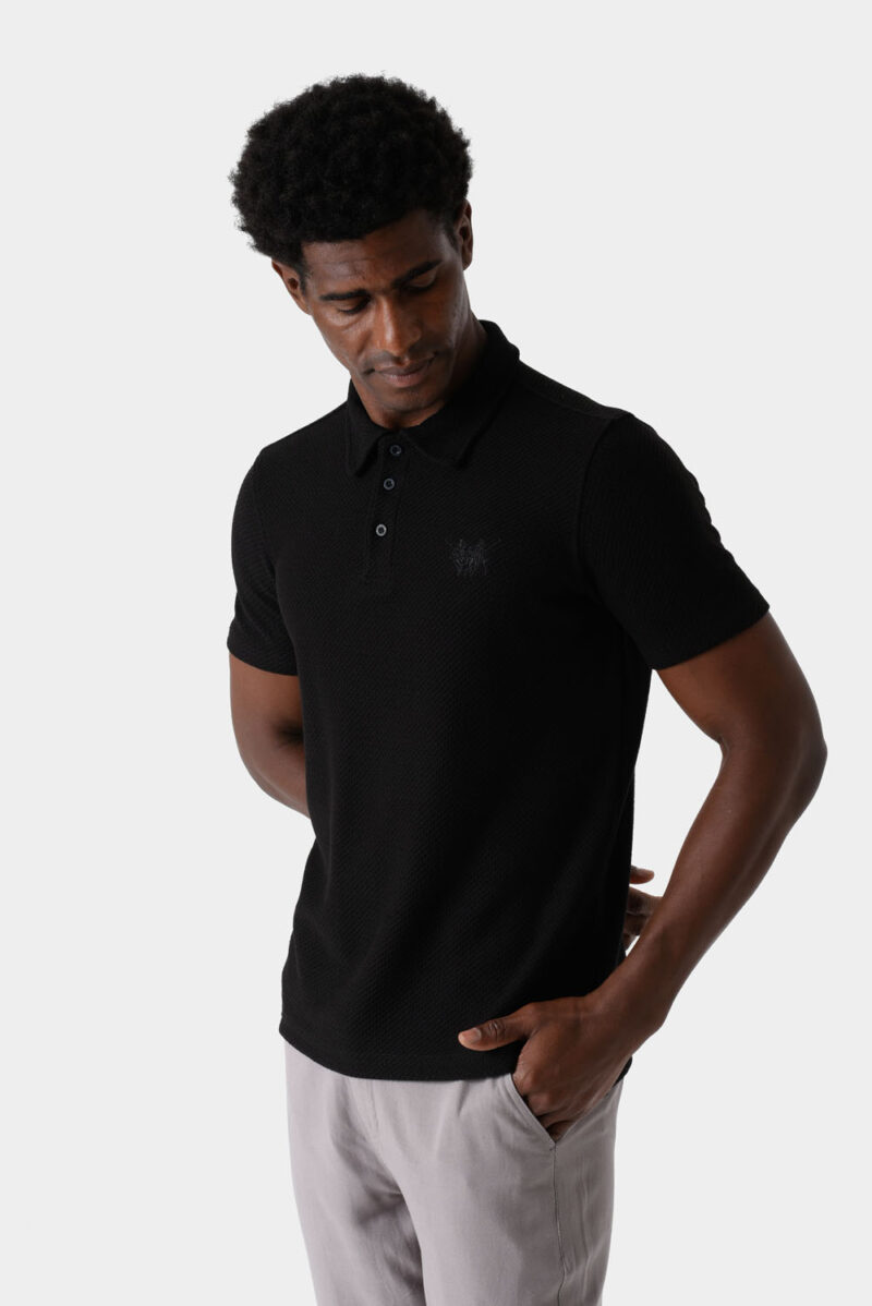 Black Polo Shirt For Men, Regular Fit