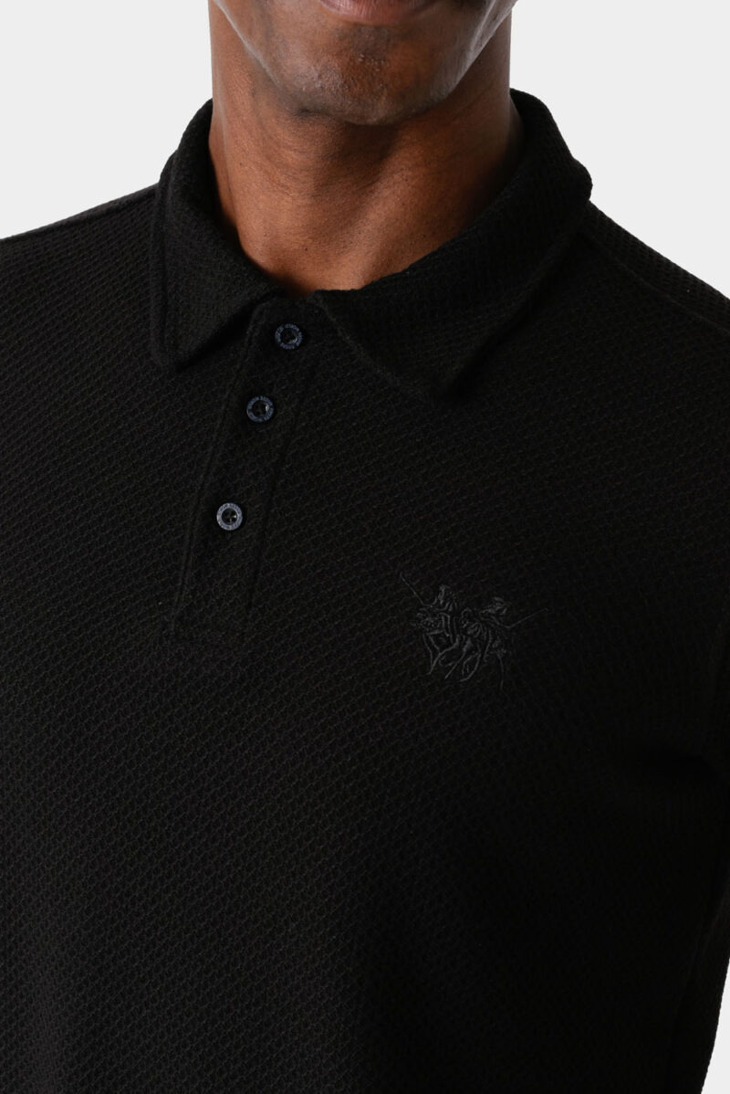 Black Polo Shirt For Men, Regular Fit