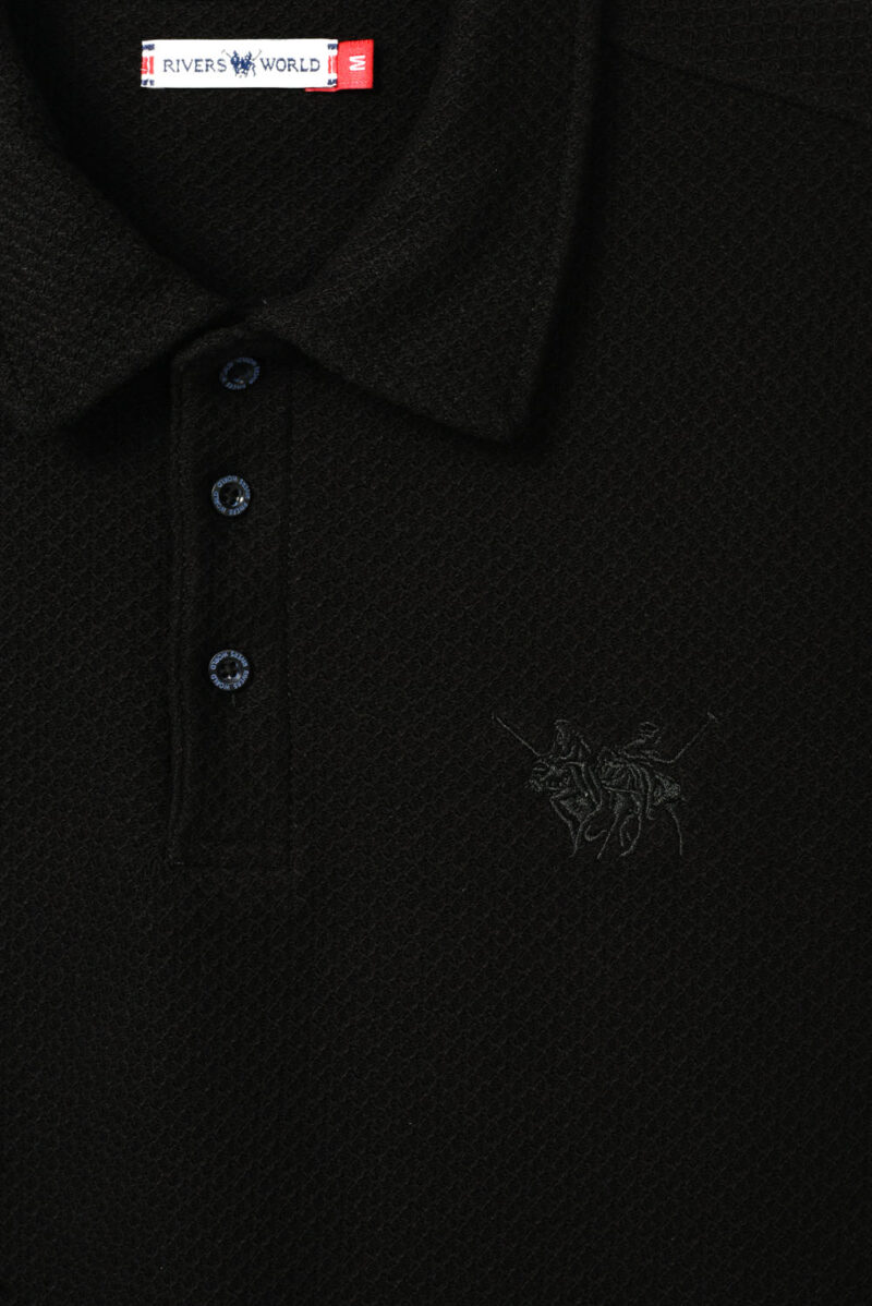 Black Polo Shirt For Men, Regular Fit