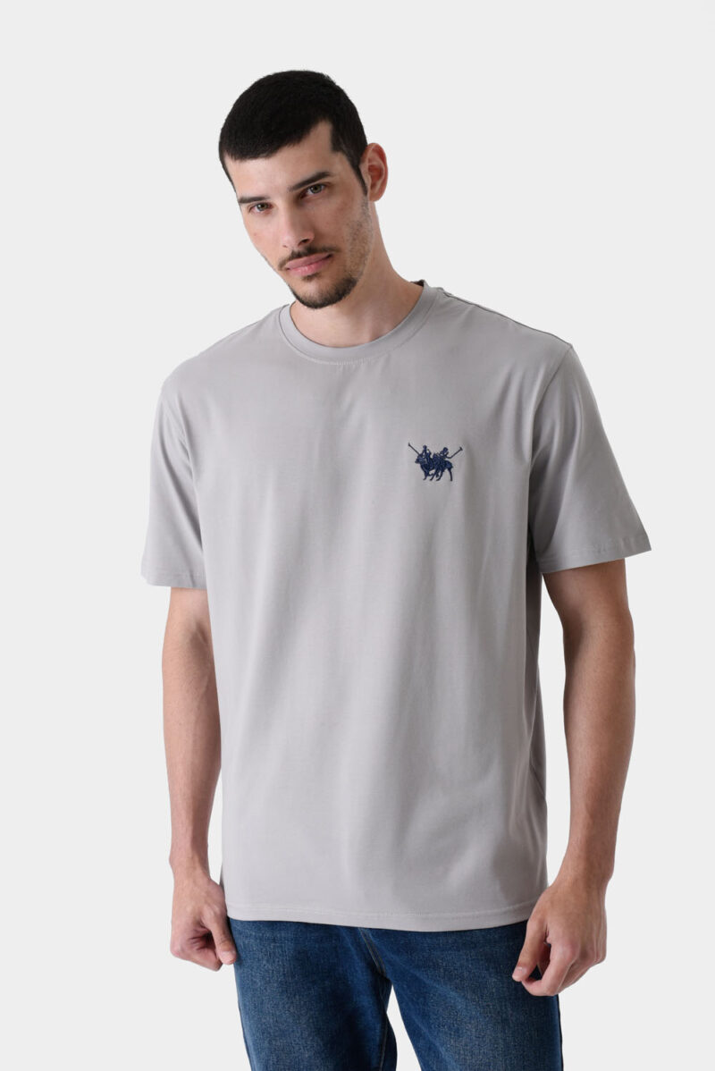 RWM-1S25-E111-3-2 Grey Basic T-Shirt For Men, Regular Fit