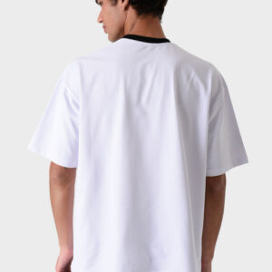 RWM-1S25-E116-4 White Men's Printed T-Shirt, Loose Fit