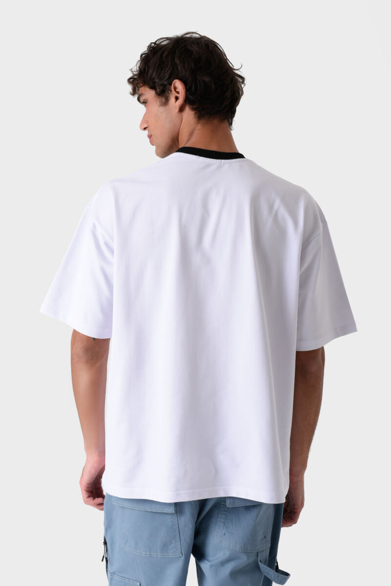 RWM-1S25-E116-4 White Men's Printed T-Shirt, Loose Fit