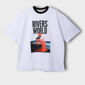 RWM-1S25-E116-6 White Men's Printed T-Shirt, Loose Fit