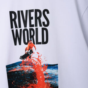 RWM-1S25-E116-7 White Men's Printed T-Shirt, Loose Fit