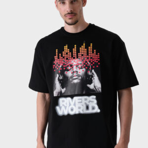 RWM-1S25-E119-2 Black Printed T-Shirt For Men, Loose Fit