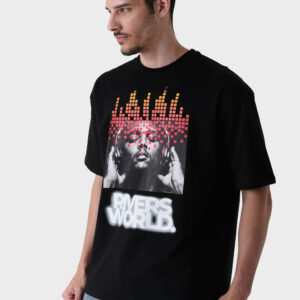 RWM-1S25-E119-3 Black Printed T-Shirt For Men, Loose Fit