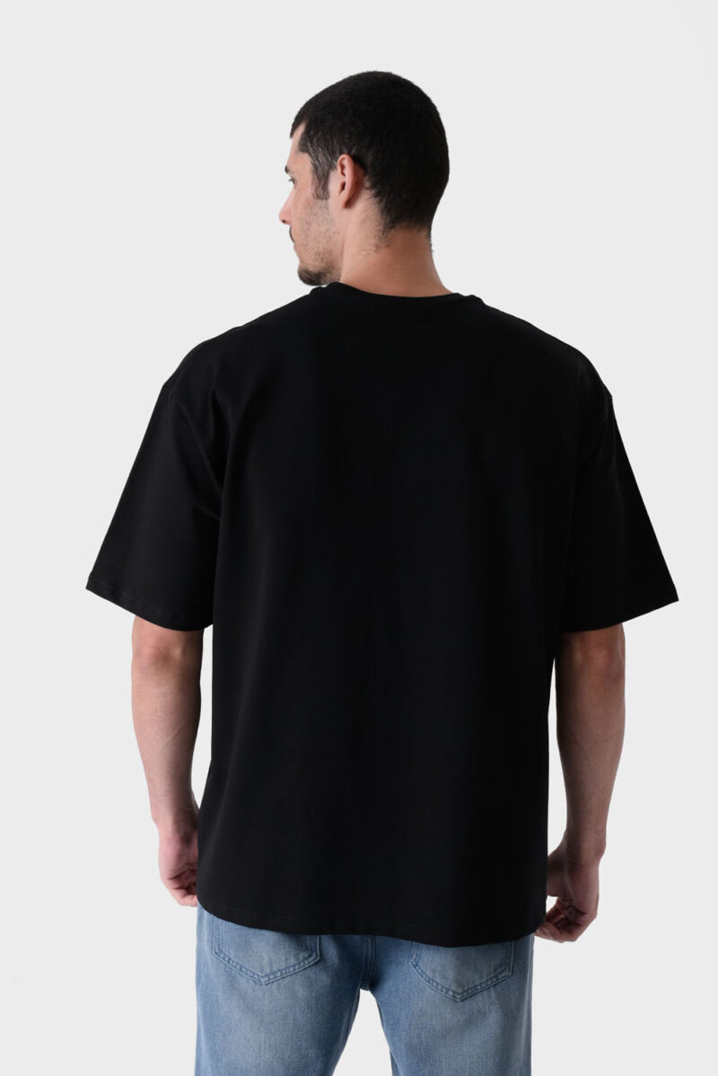 RWM-1S25-E119-4 Black Printed T-Shirt For Men, Loose Fit