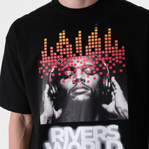 RWM-1S25-E119-5 Black Printed T-Shirt For Men, Loose Fit