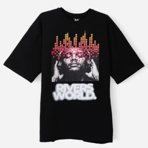 RWM-1S25-E119-6 Black Printed T-Shirt For Men, Loose Fit