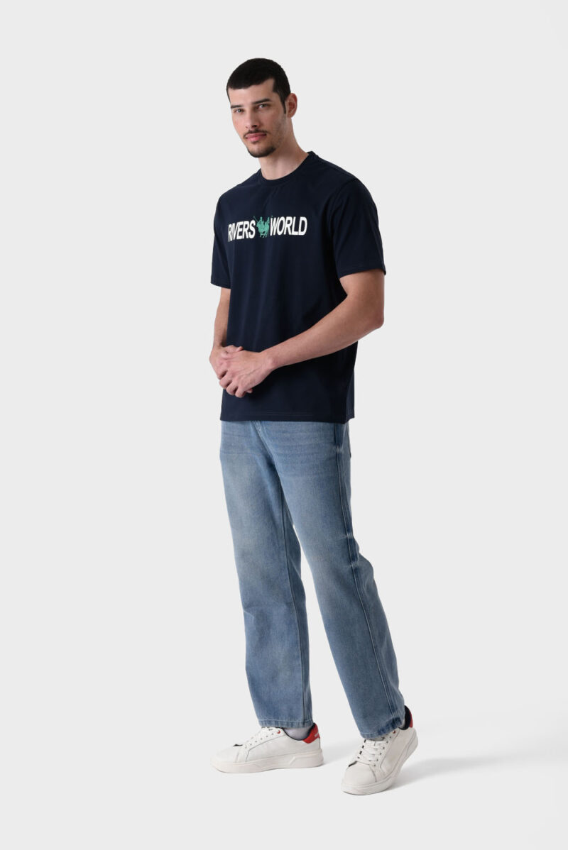 RWM-1S25-E124-1 Navy Printed T-Shirt For Men, Regular Fit
