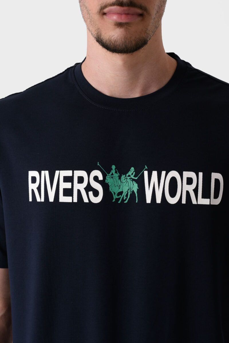RWM-1S25-E124-5 Navy Printed T-Shirt For Men, Regular Fit