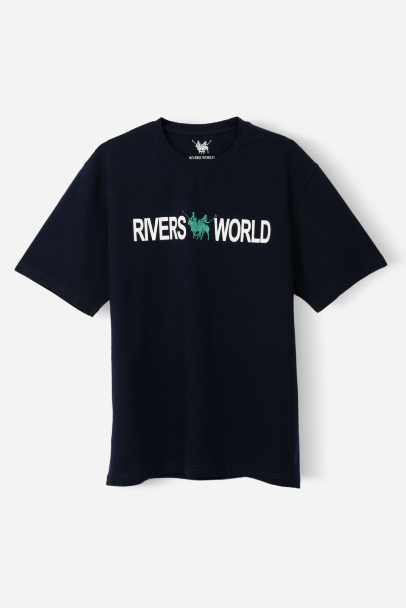 RWM-1S25-E124-6 Navy Printed T-Shirt For Men, Regular Fit