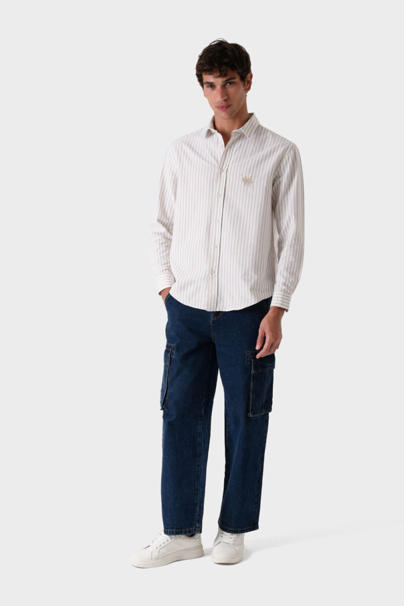 RWM-1S25-E128-2-1 Beige Men's Shirt, Regular Fit