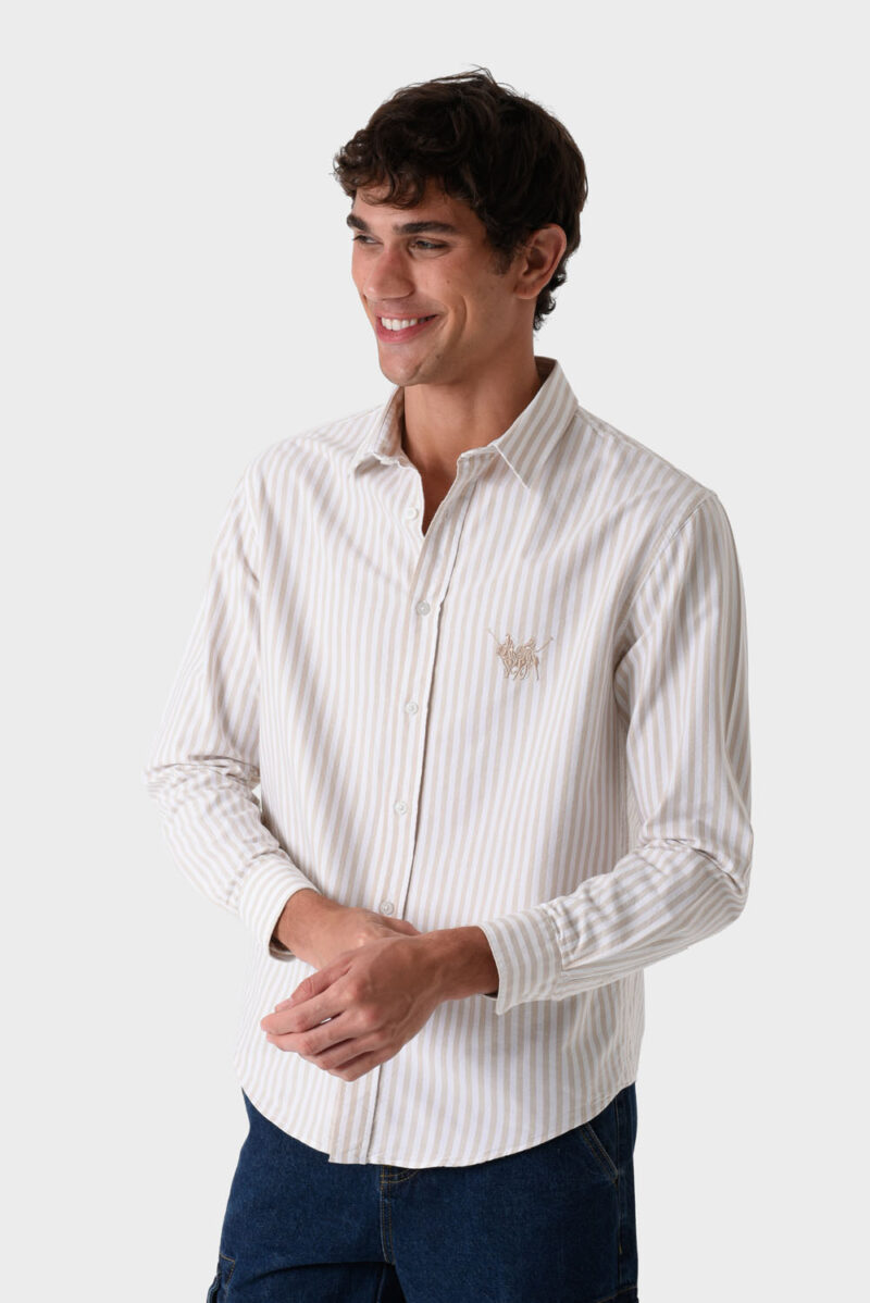 RWM-1S25-E128-2-2 Beige Men's Shirt, Regular Fit
