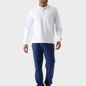 White Cotton Polo Shirt For Men - Regular Fit