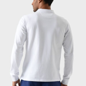 White Cotton Polo Shirt For Men - Regular Fit