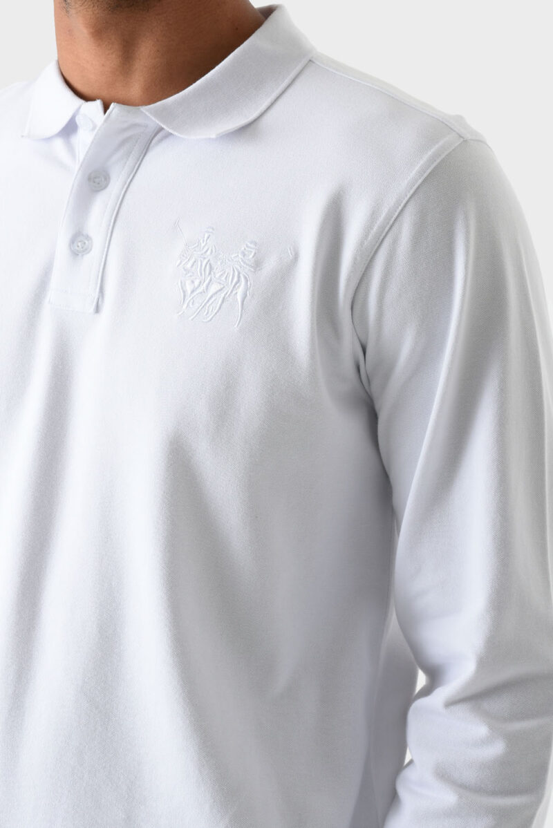 White Cotton Polo Shirt For Men - Regular Fit