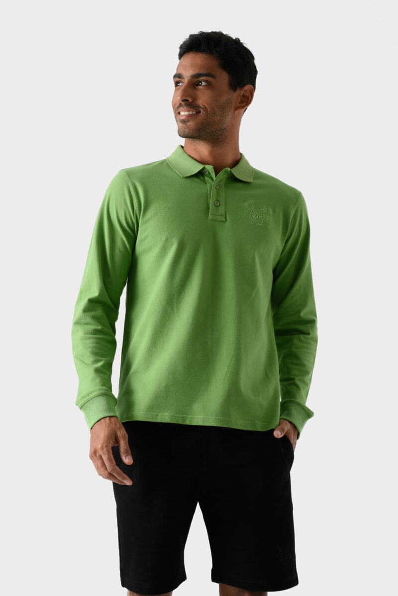 Green Cotton Polo Shirt For Men - Regular Fit