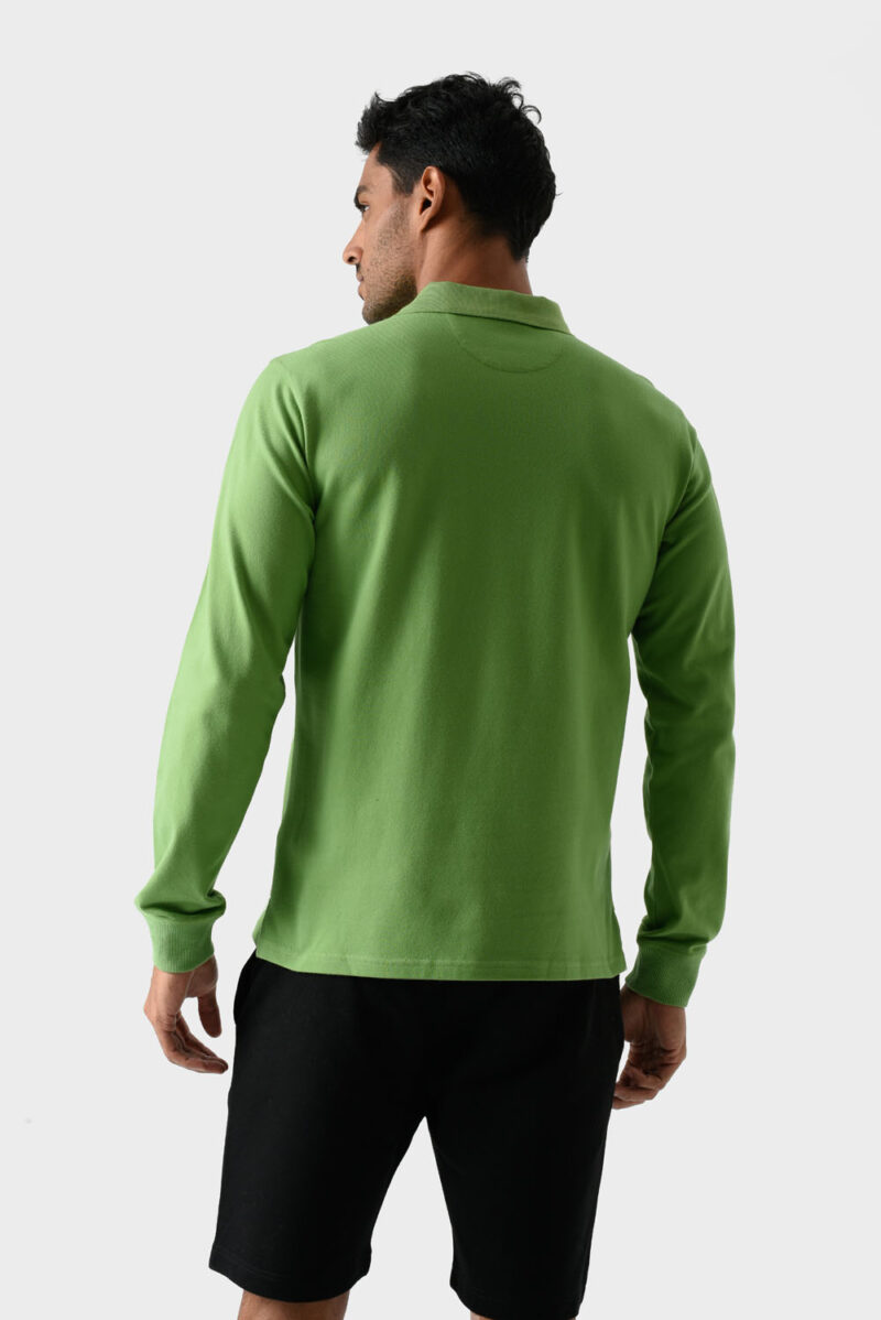 Green Cotton Polo Shirt For Men - Regular Fit